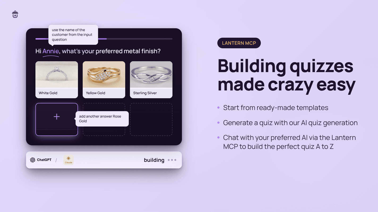 Lantern MCP lets you chat with the AI to create your quiz